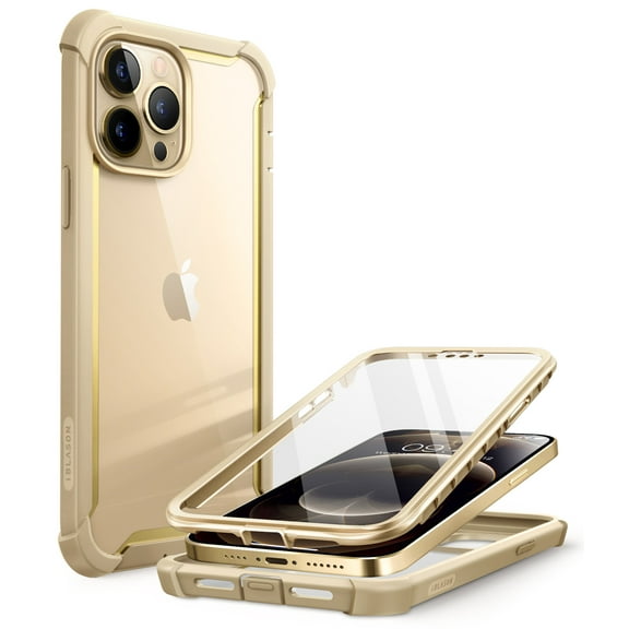 i-Blason Ares Case for iPhone 13 Pro 6.1 inch (2021 Release), Dual Layer Rugged Clear Bumper Case with Built-in Screen Protector (Gold)