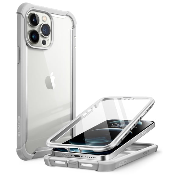 i-Blason Ares Case for iPhone 13 Pro Max 6.7 inch (2021 Release), Dual Layer Rugged Clear Bumper Case with Built-in Screen Protector (Gray)