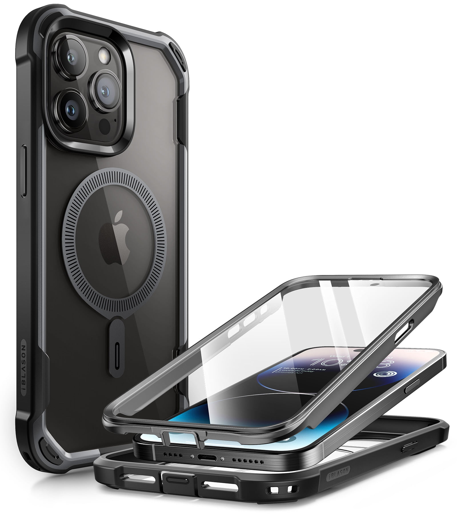 i-Blason Ares Mag for iPhone 15 Pro Max Case with Screen Protector,  [Compatible with MagSafe] Clear Slim Full-Body Shockproof Rugged Bumper  Case