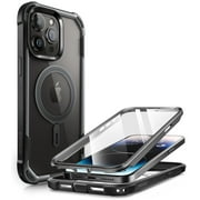 i-Blason Ares Mag for iPhone 15 Pro Max Case [6.7 inch] with Screen Protector, [Compatible with MagSafe] Clear Slim Full-Body Shockproof Rugged Bumper Case (Black)