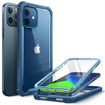 i-Blason Ares Series 6.1 Inch (2020 Release), Dual Layer Rugged Clear Bumper Case for iPhone 12/iPhone 12 Pro with Built-in Screen Protector (Blue)