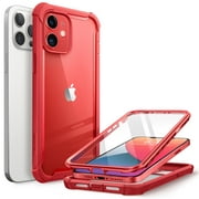 i-Blason Ares Series 6.1 Inch (2020 Release), Dual Layer Rugged Clear Bumper Case for iPhone 12, iPhone 12 Pro with Built-in Screen Protector (Red)