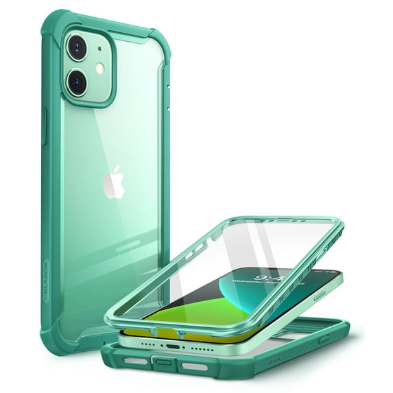 i-Blason Ares Series Designed iPhone 12 Mini Case 5.4 inch (2020 Release), Dual Layer Rugged Clear Bumper Case for iPhone 12 Mini with Built-in Screen Protector (MintGreen)