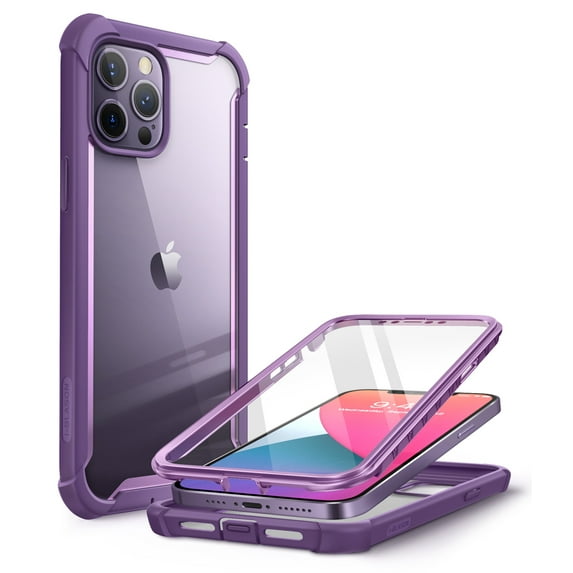 i-Blason Ares Series iPhone 12 Pro Max Case 6.7" 2020 Release, Dual Layer Rugged Clear Bumper Case for iPhone 12 Pro Max with Built-in Screen Protector (Purple)