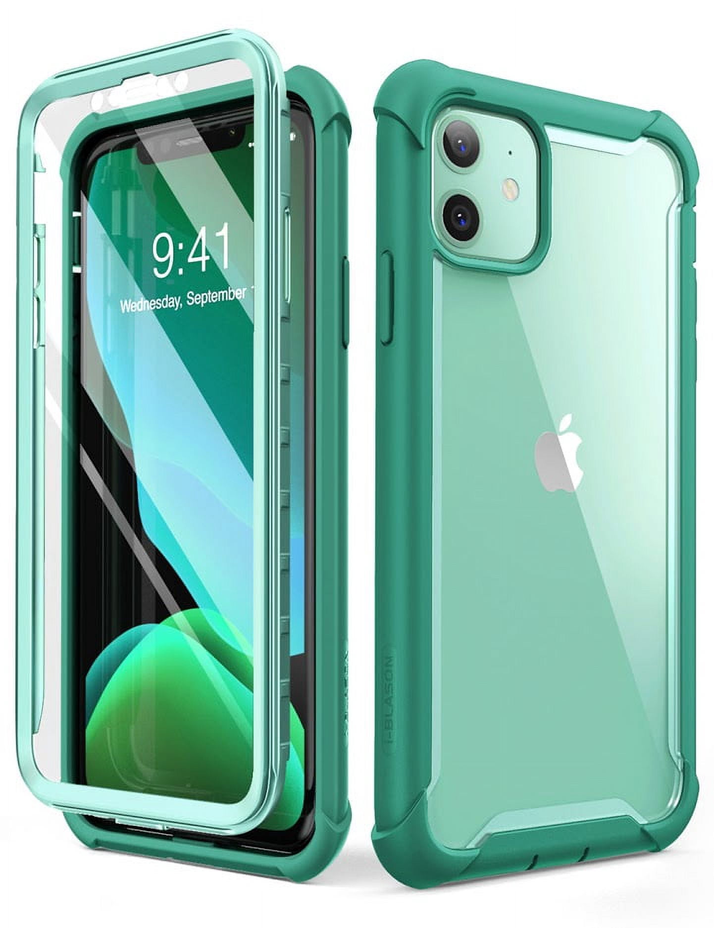 i-Blason Ares iPhone 11 Case 6.1 inch (2019 Release), Dual Layer Rugged Clear Bumper Case with Built-in Screen Protector (Mint Green)