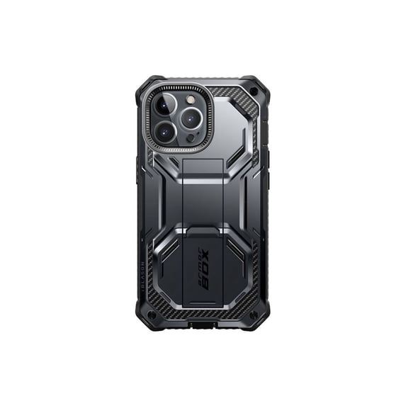i-Blason Armorbox Designed for iPhone 14 Pro Max Case 6.7'', Full-Body Rugged Kickstand Holster Protective Bumper Case with Built-in Screen Protector(Black)