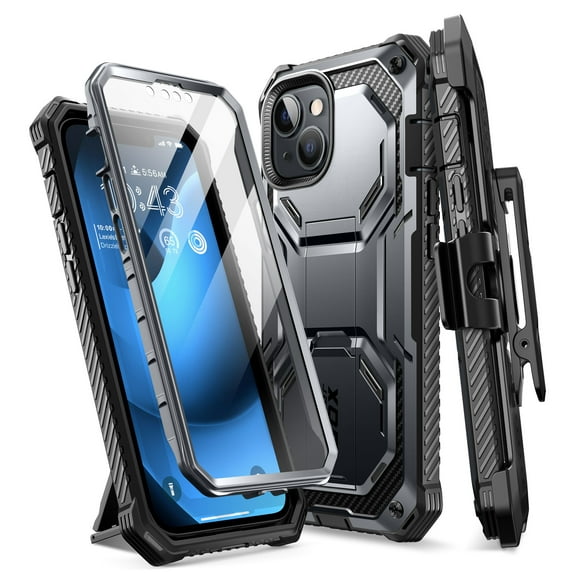 i-Blason Armorbox Series Case for iPhone 14 Plus 6.7 inch (2022 Release), Full-Body Rugged Holster Case with Shock Reduction/Bumper (Black)