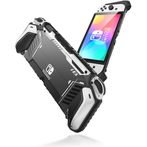 i-Blason Armorbox for Nintendo Switch OLED Case 2021, Dockable Rugged Protective Case Dock-Friendly Back Cover Ergonomic Grip, Anti-Scratches Shell Compatible with Nintendo Switch OLED (White)