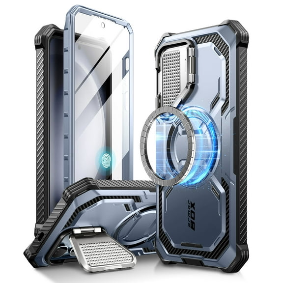 i-Blason Armorbox for Samsung Galaxy S24 Plus Case with Camera Cover Stand, [Compatible with MagSafe] Full-Body Rugged Protective S24  Case with Built-in Screen Protector & Kickstand (Tilt)