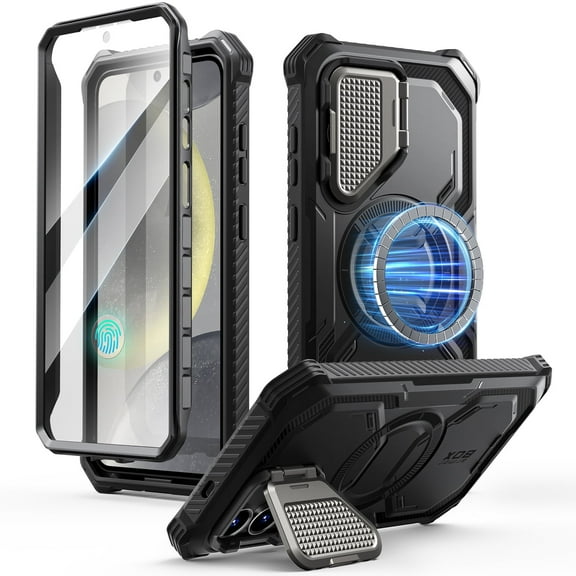 i-Blason Armorbox for Samsung Galaxy S25  Plus Case with Camera Cover Stand Military Protection Full-Body Heavy Duty Magnetic Case Cover with Screen Protector & Kickstand for Galaxy S25  Plus, Black