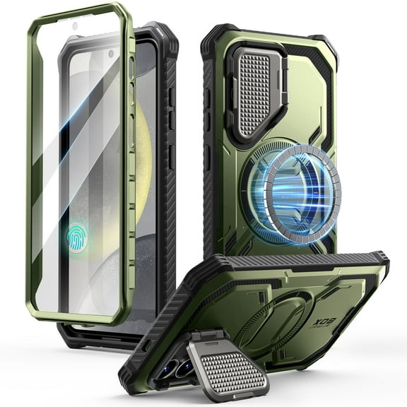 i-Blason Armorbox for Samsung Galaxy S25+ Plus Case with Camera Cover Stand Military Protection Full-Body Heavy Duty Magnetic Case Cover with Screen Protector & Kickstand for Galaxy S25+ Plus, Guldan