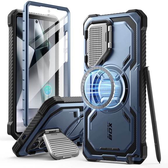 i-Blason Armorbox for Samsung Galaxy S25 Ultra Case with Camera Cover Stand [Military Protection] Full-Body Heavy Duty Magnetic Case with Screen Protector & Kickstand for Galaxy S25 Ultra (Tilt)