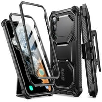 i-Blason Armorbox Series Designed for Samsung Galaxy S23 5G (2023 Release), Full-Body Rugged Holster Bumper Case with Built-in Screen Protector & Kickstand (Black)