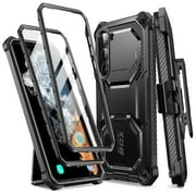 i-Blason Armorbox Series Designed for Samsung Galaxy S23Plus 5G (2023 Release), Full-Body Rugged Holster Bumper Case with Built-in Screen Protector & Kickstand (Black)