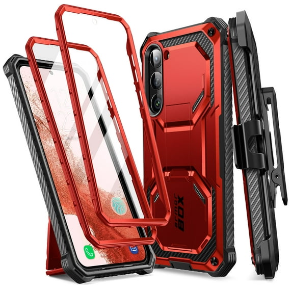 i-Blason Armorbox Series Designed for Samsung Galaxy S23Plus 5G (2023 Release), Full-Body Rugged Holster Bumper Case with Built-in Screen Protector & Kickstand (Ruddy)