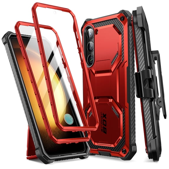 i-Blason for Samsung Galaxy S23 Plus Case with Stand & Belt-Clip, Built-in Screen Protector, 2 Front Frames, Military-Grade Protection, Full-Body Rugged Bumper Case Cover for Galaxy S23 Plus, RED