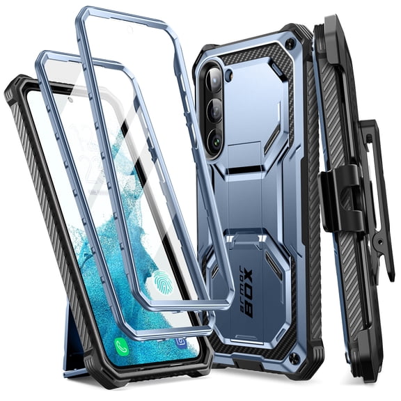 i-Blason Armorbox Series Designed for Samsung Galaxy S23Plus 5G (2023 Release), Full-Body Rugged Holster Bumper Case with Built-in Screen Protector & Kickstand (Tilt)