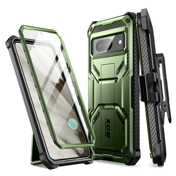 i-Blason Armorbox Series for Google Pixel 8 Case with Kickstand & Belt Clip, [2 Front Frames] Full-Body Rugged Anti-Slip Bumper Case with Built-in Screen Protector [Support Fingerprint ID] (Guldan)