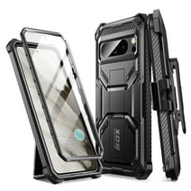 i-Blason Armorbox Series for Google Pixel 8 Pro Case with Kickstand & Belt Clip, [2 Front Frames] Full-Body Rugged Anti-Slip Bumper Case with Built-in Screen Protector (Black)