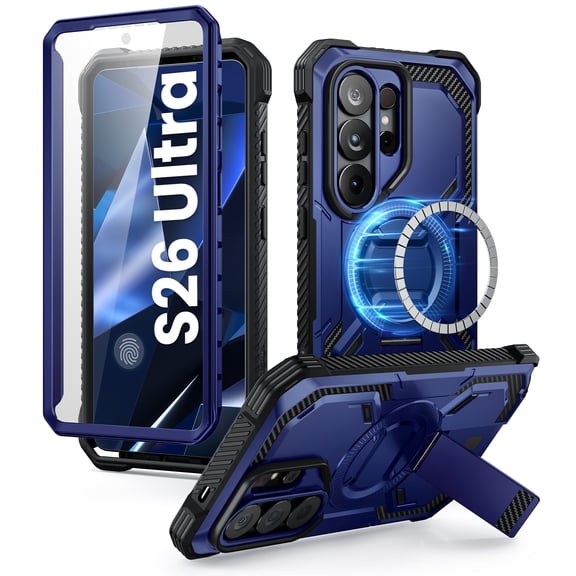 i-Blason Armorbox Series for Samsung Galaxy S26 Ultra 6.9" MagSafe Case with Adjustable Metal Kickstand, Built-in Screen Protector, Full-Body Heavy-Duty Shell Phone Cover for S26 Ultra 6.9", Cobalt