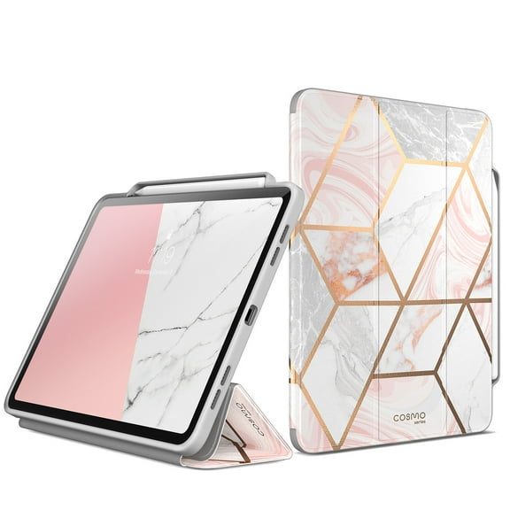 i-Blason Cosmo Case for New iPad Pro 11.0 Inch (2021/2020/2018 Release), Full-Body Trifold Stand Protective Case Smart Cover with Auto Sleep/Wake & Pencil Holder (Marble)