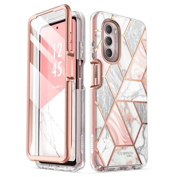 i-Blason Cosmo Chic Designed for Moto GStylus Case (2022), Slim Stylish Protective Case with Built-in Screen Protector (Marble)