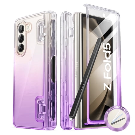 i-Blason Cosmo GrandPurple Case for Samsung Galaxy Z Fold 5 with Pen Holder & Screen Protector