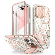i-Blason Cosmo Mag for iPhone 15 Pro Max Case [6.7 inch] with Camera Cover Stand, [Compatible with MagSafe] Slim Stylish Full-Body Protective Case with Built-in Screen Protector Marble