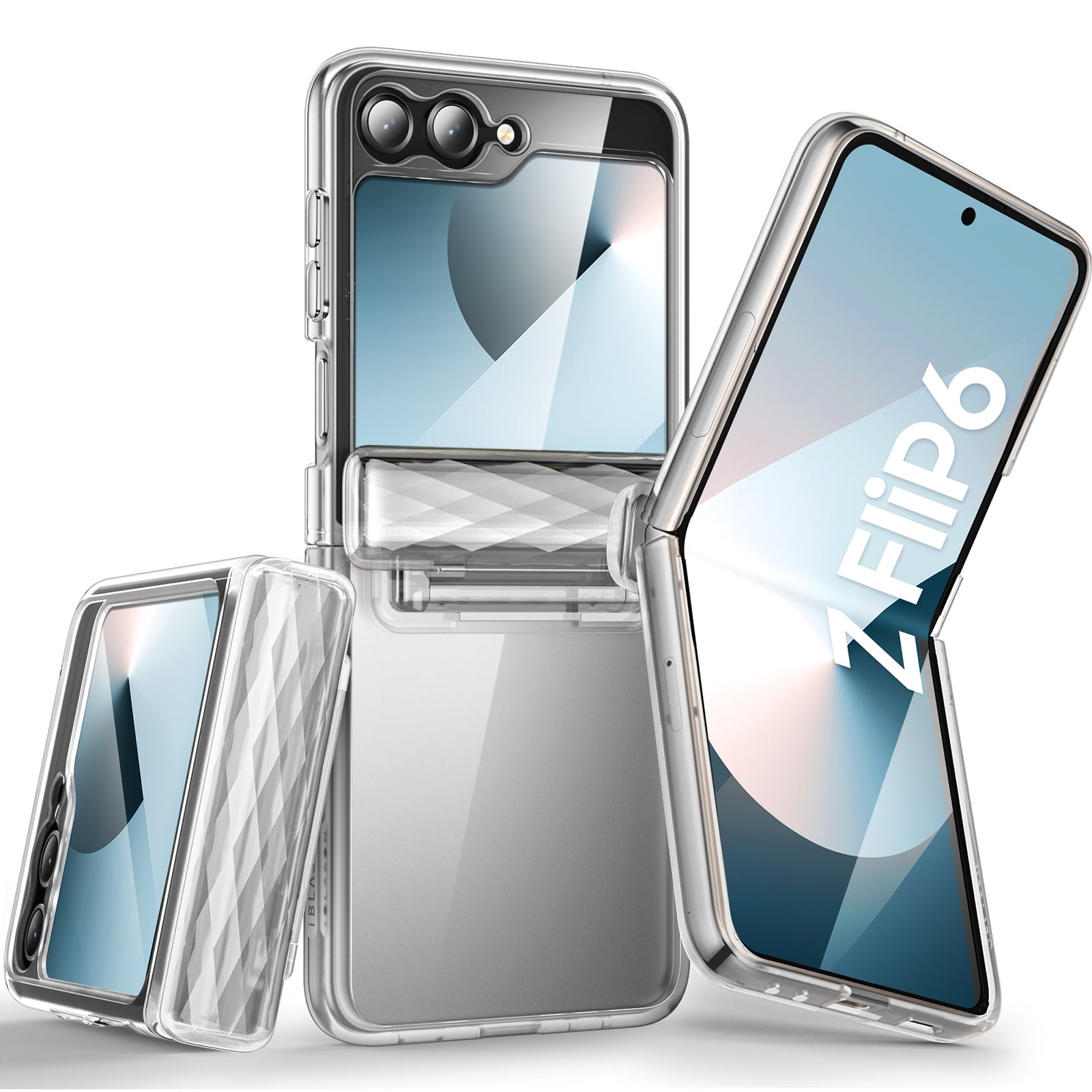 i-Blason Cosmo for Samsung Galaxy Z Flip 6 / Flip 5 Case [Built-in Front Screen Protector] [Hinge Protection] [Support Wireless Charging] Slim Clear Protective Phone Case (Clear)
