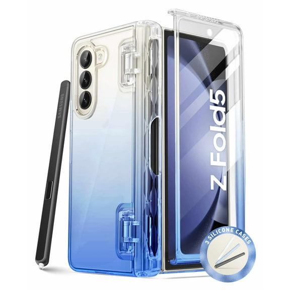 i-Blason Cosmo for Samsung Galaxy Z Fold 5 Case with Pen Holder, [Built-in Screen Protector] [3 Silicone Pen Covers] Stylish Full-Body Protective Z Fold 5 Case (GrandBlue)