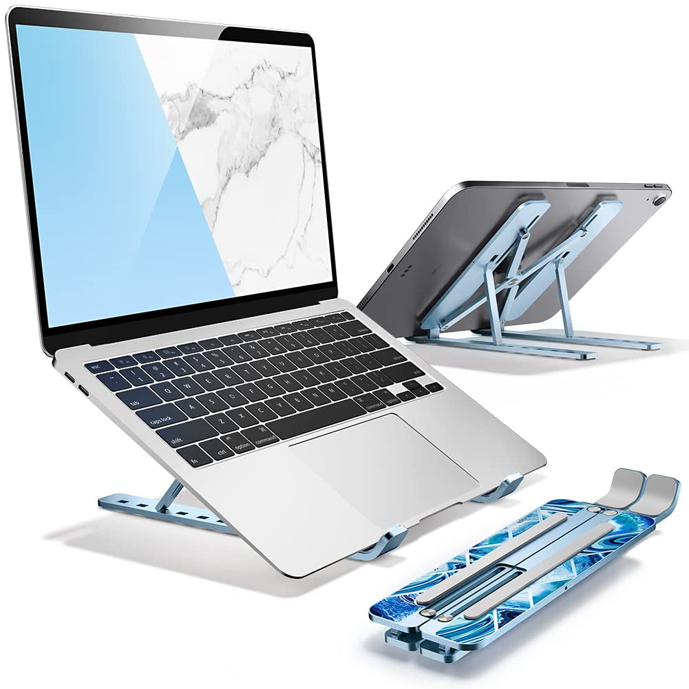 i-Blason Cosmo Series Adjustable Laptop Stand, Portable Computer Stand Aluminum Alloy Laptop Riser Holder with Multi-Angle Stand Suitable for 7-17.3" Laptops and Tablets - One Pack (Ocean)