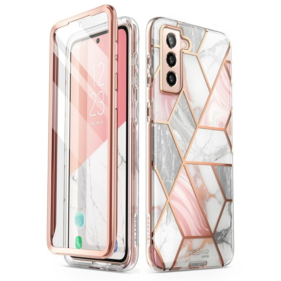 i-Blason Cosmo Series Case for Samsung Galaxy S22 Plus 5G, Slim Stylish Full-Body Dual Layer Rugged Holster Protective Case With Built-in Screen Protector (Marble)