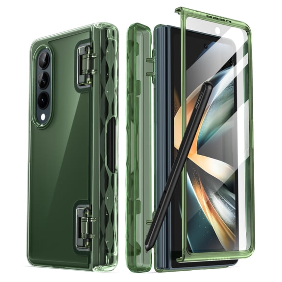 i-Blason Cosmo Series Case for Samsung Galaxy Z Fold 4 Case with Pen Holder 5G (2022), Slim Stylish Protective Bumper Case with Built-in Screen Protector FrostGreen