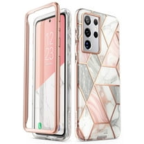 i-Blason Cosmo Series Case for Samsung Galaxy S21 Ultra 5G (2021 Release), Slim Stylish Protective Bumper Case Shockproof Cover, Marble, 6.8"