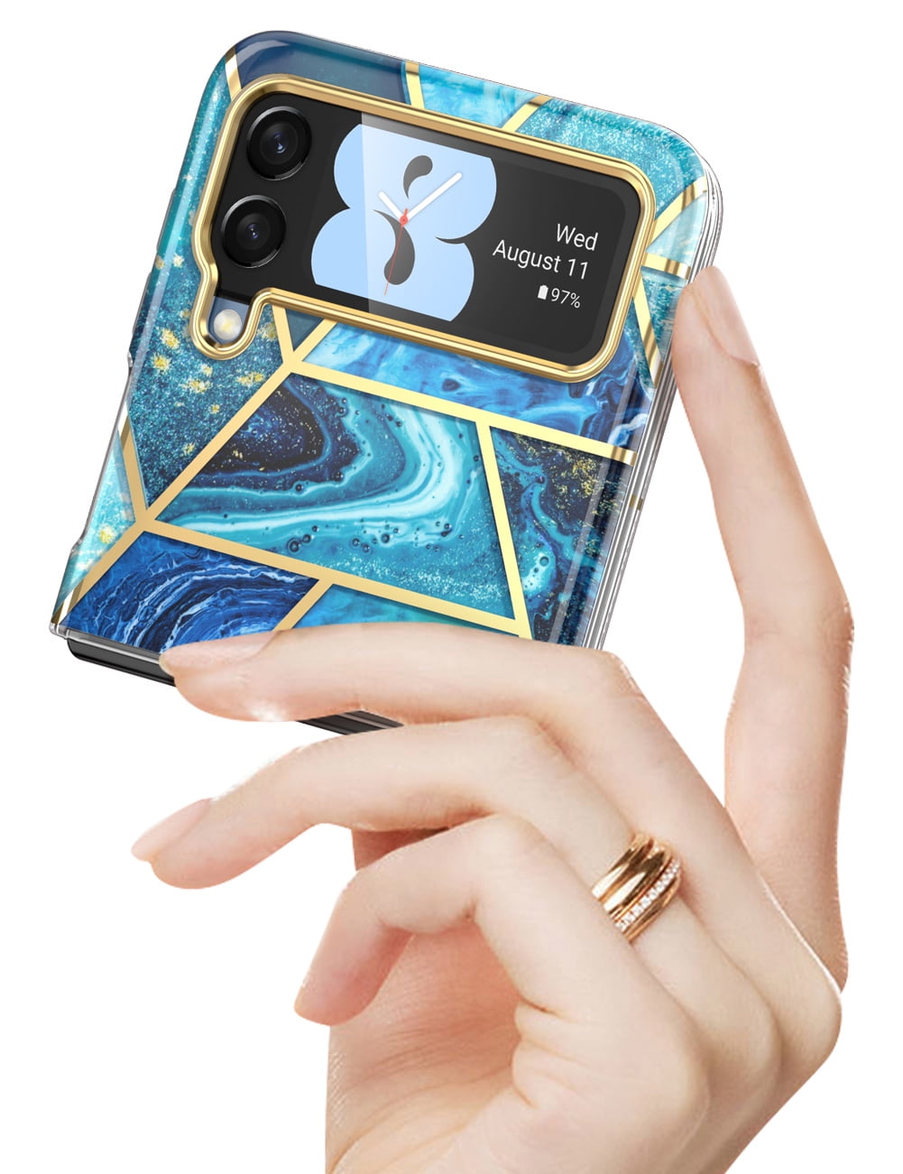 i-Blason Cosmo Series Case for Samsung Galaxy Z Flip 3 5G (2021), Slim Stylish Protective Bumper Case Without Built-in Screen Protector (Ocean)