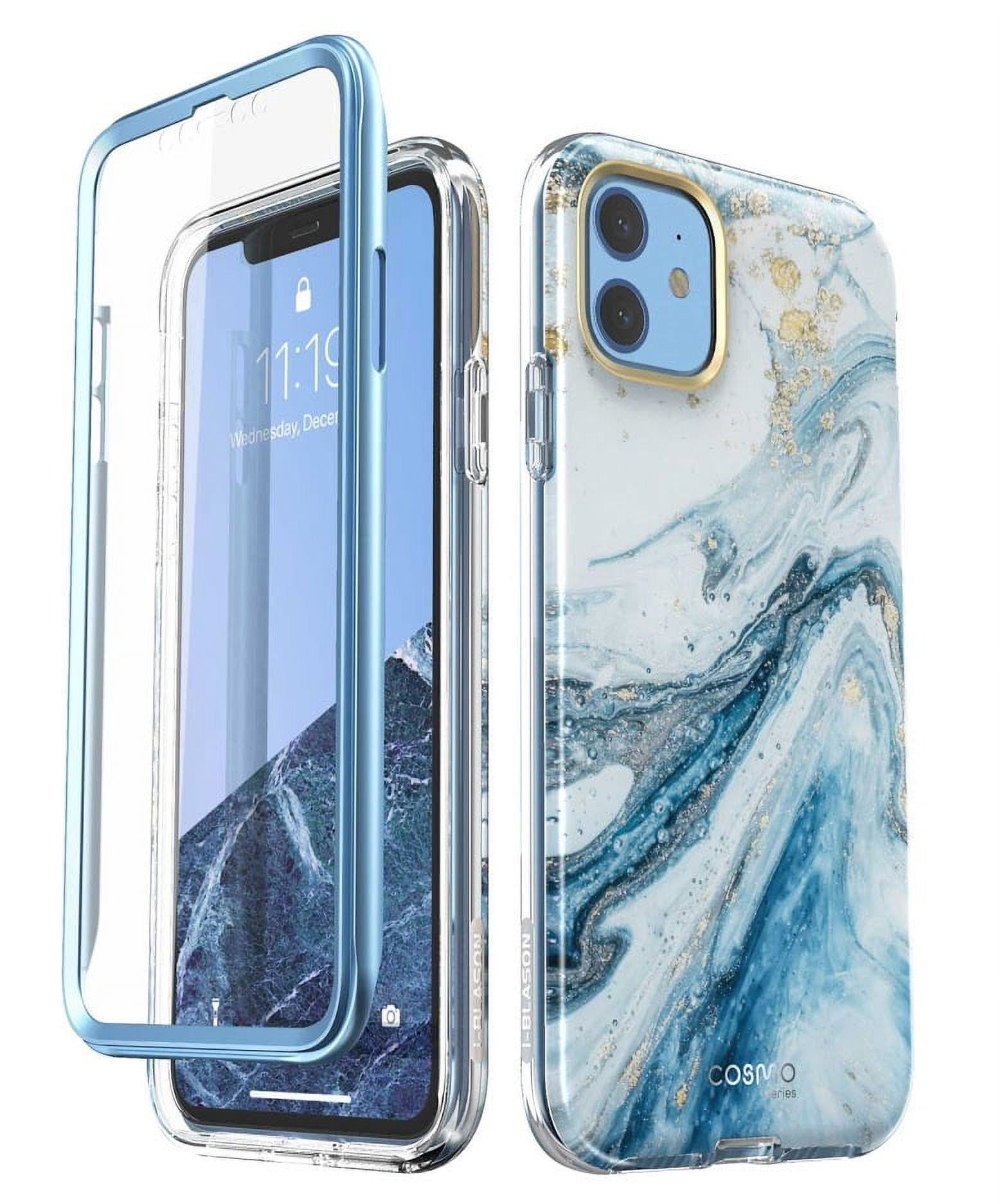 i-Blason Cosmo Series Case for iPhone 11 (2019 Release), Slim Full-Body Stylish Protective Case with Built-in Screen Protector, Blue, 6.1''