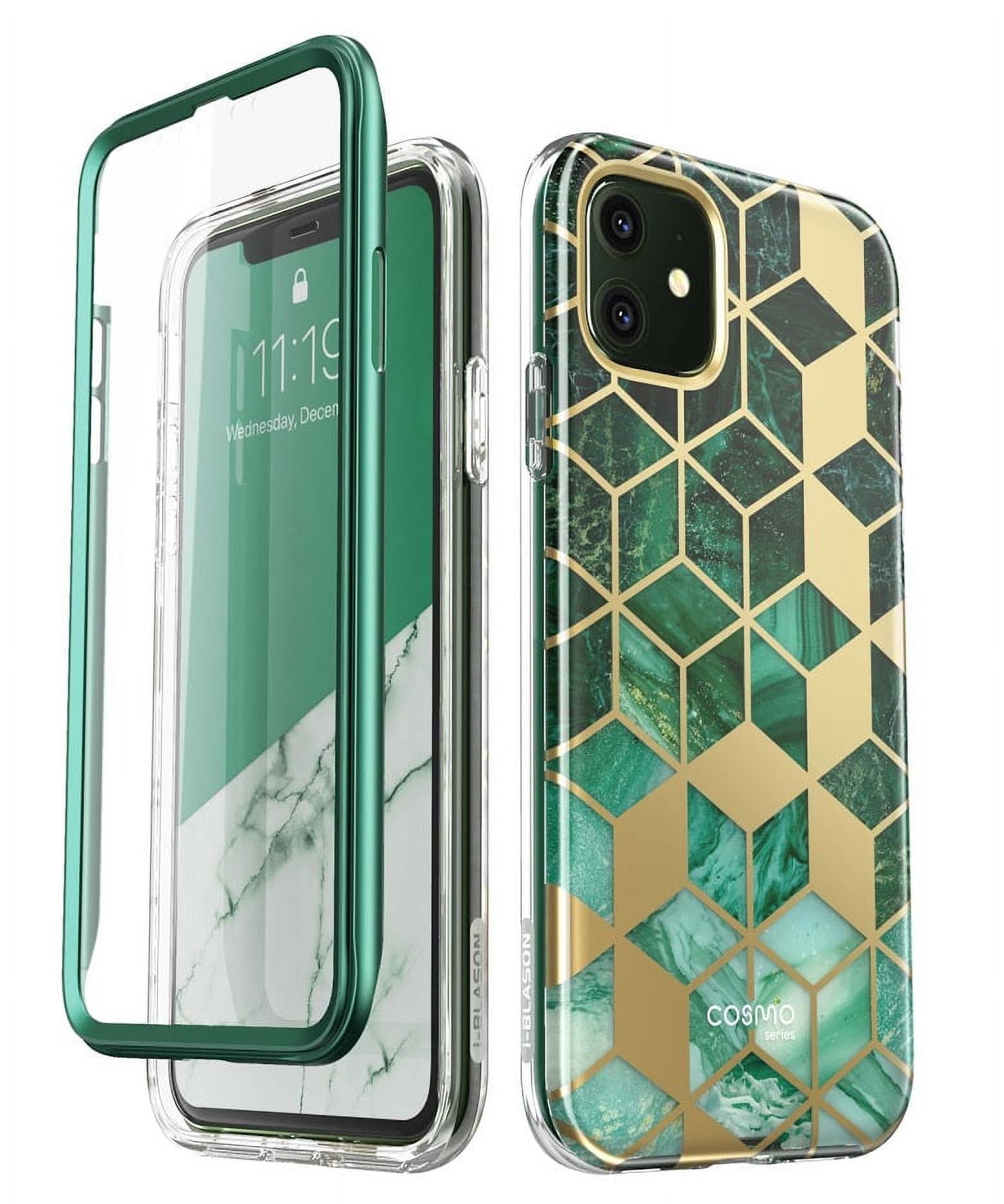 i-Blason Cosmo Series Case for iPhone 11 (2019 Release), Slim Full-Body Stylish Protective Case with Built-in Screen Protector, Green, 6.1''