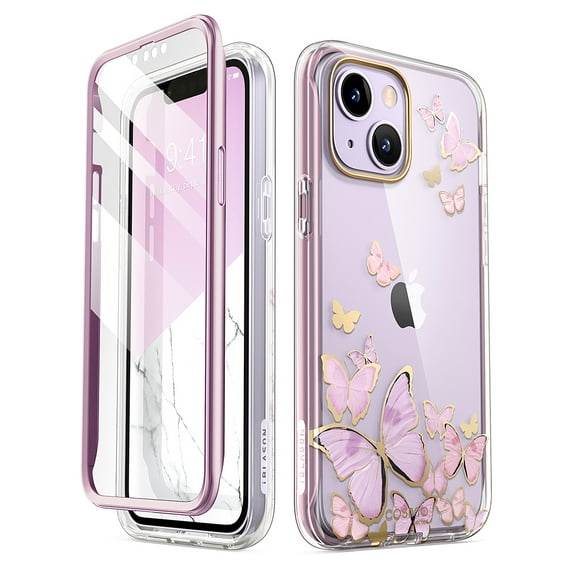 i-Blason Cosmo Series Case for iPhone 14 Plus 6.7 inch (2022 Release), Slim Full-Body Stylish Protective Case with Built-in Screen Protector(Purplefly)