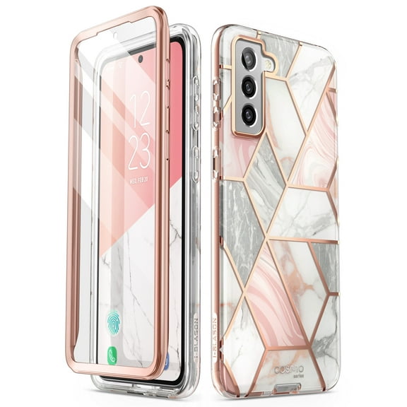 i-Blason Cosmo Series Designed for Samsung Galaxy S21 FE 5G Case (2022 Release), Slim Full-Body Stylish Protective Case with Built-in Screen Protector (Marble)