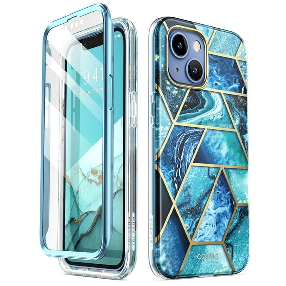 i-Blason Cosmo Series Designed for iPhone 14 Case 6.1 inch (2022)/iPhone 13 Case 6.1 inch (2021), Slim Full-Body Stylish Protective Case with Built-in Screen Protector(Ocean)