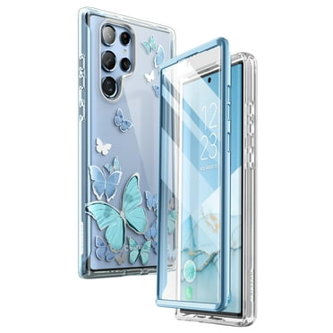 i-Blason Cosmo Series for Samsung Galaxy S22 Ultra 5G Case, Slim Stylish Protective Case With Built-in Screen Protector (Bluefly)