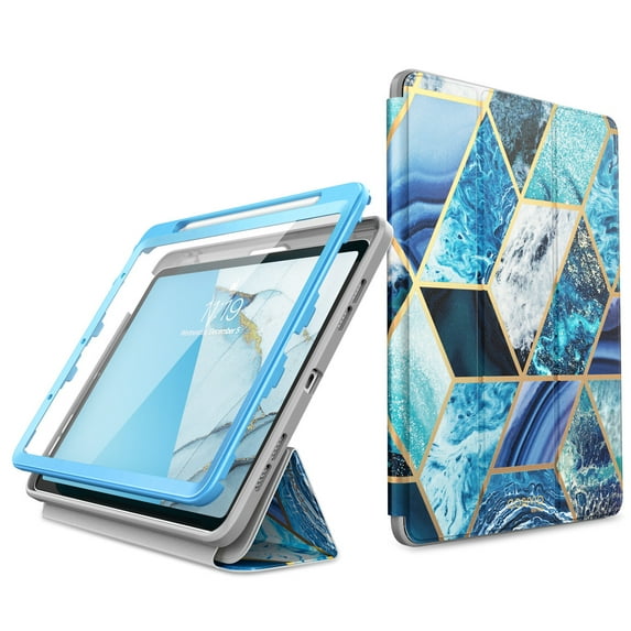 i-Blason Cosmo Series for iPad Air 4 10.9 Case (2020), Full-Body Trifold with Built-in Screen Protector Protective Smart Cover with Auto Sleep/Wake & Pencil Holder (Ocean)