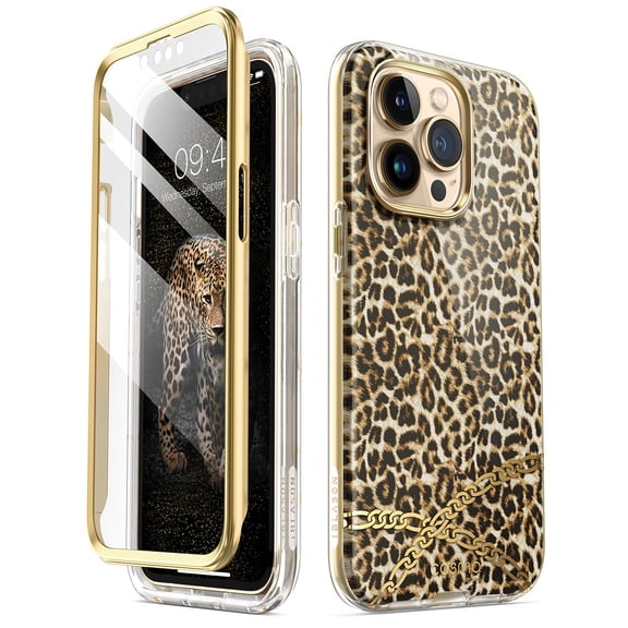 i-Blason Cosmo Series iPhone 13 Pro Max Case 6.7 inch (2021 Release), Slim Full-Body Stylish Protective Case for iPhone 13 Pro Max with Built-in Screen Protector (Leopard)