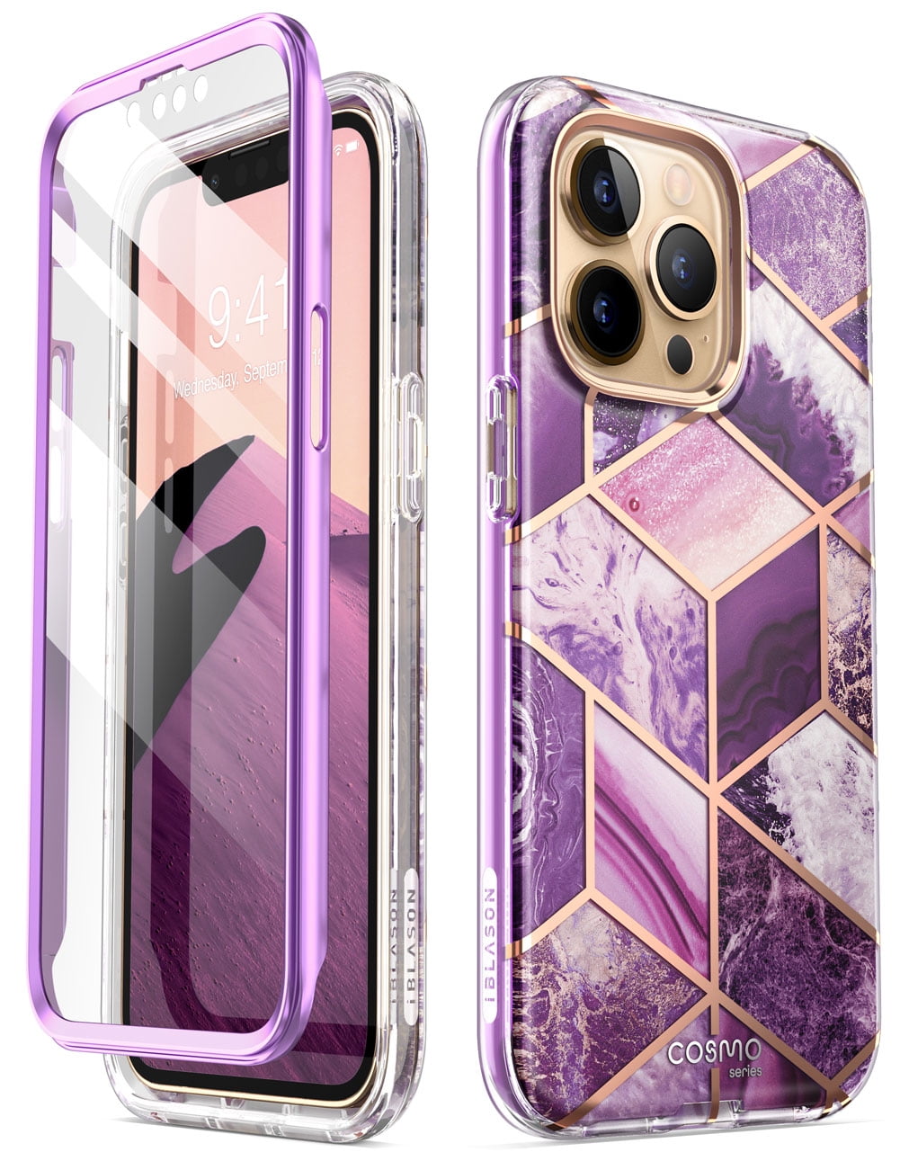 i-Blason Cosmo Series iPhone 13 Pro Max Case 6.7 inch (2021 Release), Slim Full-Body Stylish Protective Case for iPhone 13 Pro Max with Built-in Screen Protector (Ameth)