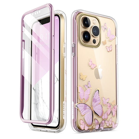 i-Blason Cosmo Series iPhone 13 Pro Max Case 6.7 inch (2021 Release), Slim Full-Body Stylish Protective Case for iPhone 13 Pro Max with Built-in Screen Protector (Purplefly)