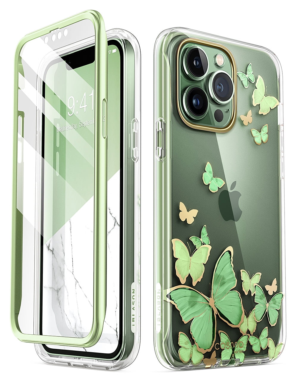 i-Blason Cosmo Series iPhone 13 Pro Max Case 6.7 inch (2021 Release), Slim Full-Body Stylish Protective Case for iPhone 13 Pro Max with Built-in Screen Protector (Mintfly)