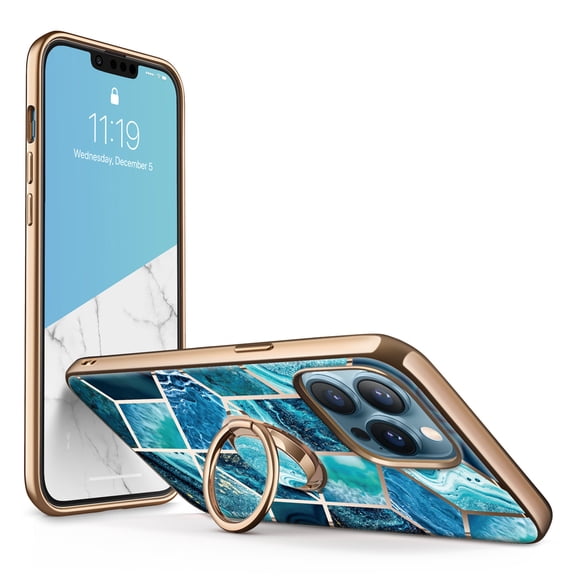 i-Blason Cosmo Snap Case Designed for iPhone 13 Pro 6.1 Inch (2021 Release), Slim with Built-in 360° Rotatable Ring Holder Kickstand Supports Car Mount (Ocean)