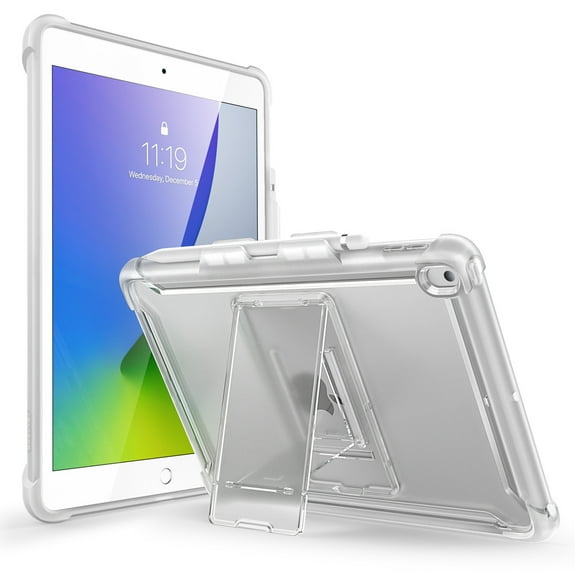 i-Blason Halo Case for iPad 9th/8th/7th Generation, iPad 10.2 (2021/2020/2019 Release), Slim Clear Protective Cases with Built-in Kickstand & Inner TPU Bumper (Clear)