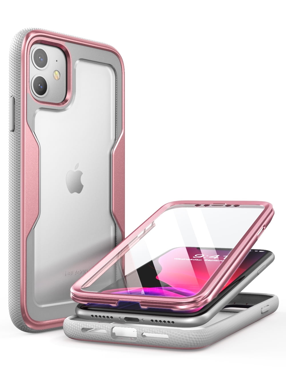 i-Blason Magma Case for iPhone 11 6.1 inch (2019 Release), Heavy Duty Protection, Full Body Bumper Protective Case with Built-in Screen Protector (RoseGlod)