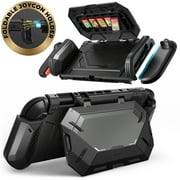 i-Blason for Nintendo Switch 2 Case with Stand Dockable [Foldable Joycon Holder] [Card Storage Slots] [Ergonomic Design] Comfortable Grip Uni-Body Protective Bumper Cover for Switch 2 2025 Black
